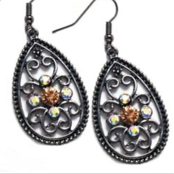 Park Lane Encore Earrings 🆕 Hematite Aurora Borealis - Picture 3 of 13